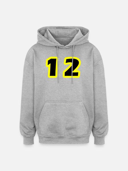 12 Symbole numérique - Sweat à capuche oversize unisexe - gris chiné