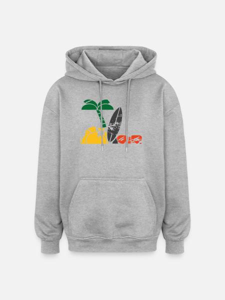 Vacances à la mer - Sweat à capuche oversize unisexe - gris chiné