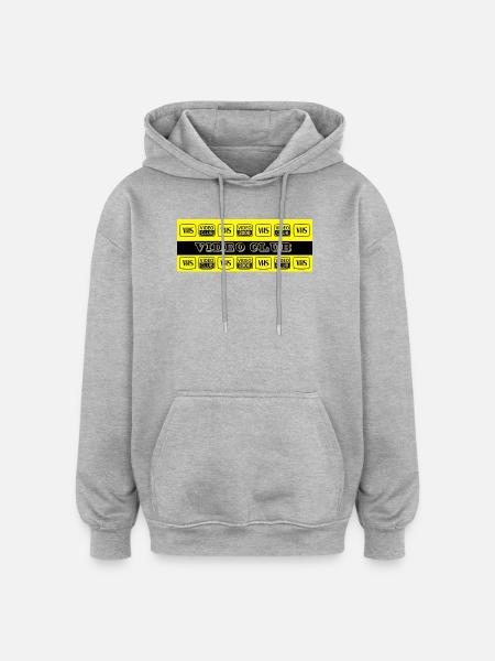 VIDEO-CLUB / VHS - V2000  - Sweat à capuche oversize unisexe - gris chiné