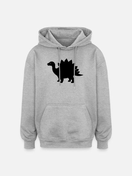 Stégosaure - Sweat à capuche oversize unisexe - gris chiné