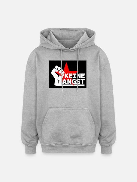 Widerstand - Keine Angst - Oversized Unisex Hoodie - Grau meliert