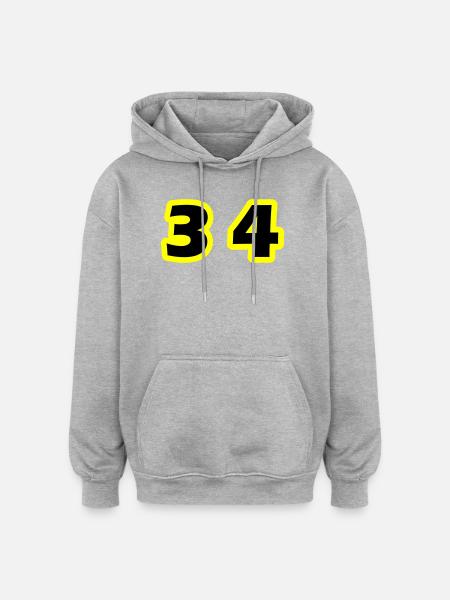 34 Symbole numérique - Sweat à capuche oversize unisexe - gris chiné