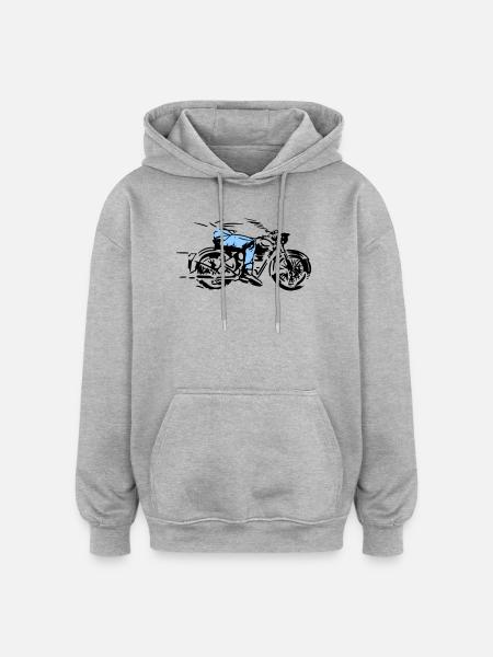 biker - Oversized Unisex Hoodie - Grau meliert