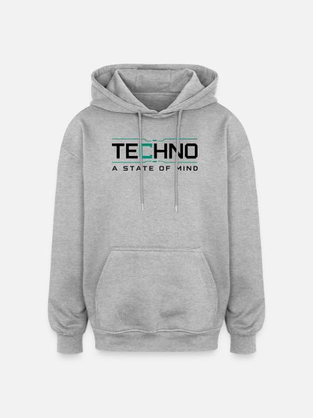 Techno - A State of Mind - Oversized Unisex Hoodie - heather grey