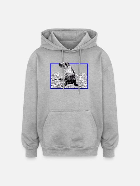 Phoque - Sweat à capuche oversize unisexe - gris chiné