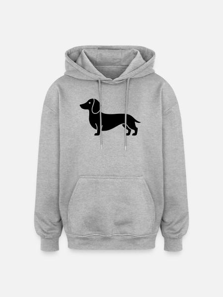 Dackel - Oversized Unisex Hoodie - Grau meliert