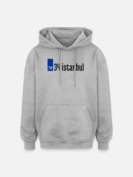 34 İstanbul Plaka Streetwear - Oversized Unisex Hoodie - Grau meliert