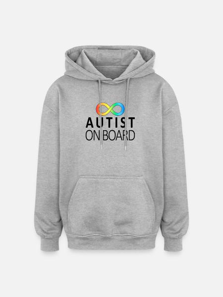 Autist on Board: Neurodiversity Stickers - Oversized Unisex Hoodie - heather grey