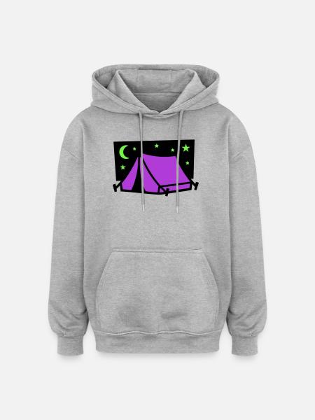 Camping Tent Star Graphic - Oversized Unisex Hoodie - heather grey