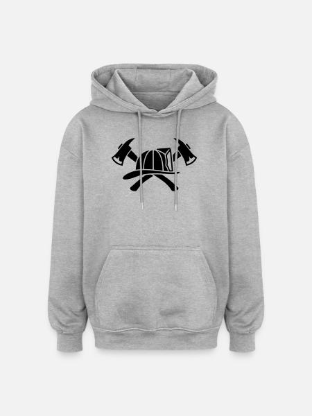 Firefighter Helmet Aexte Silhouette - Oversized Unisex Hoodie - heather grey