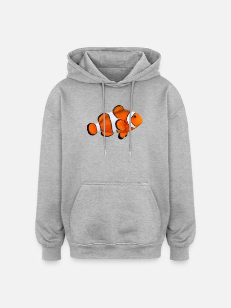 Clownfisch - Oversized Unisex Hoodie - Grau meliert