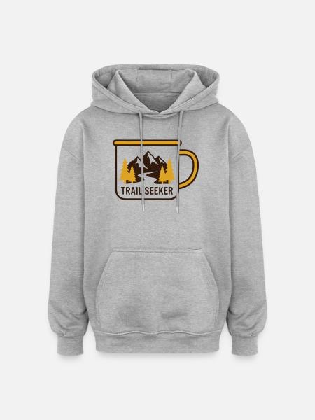 Berge Tasse Wander Logo - Oversized Unisex Hoodie - Grau meliert