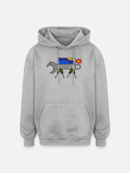 ReparierTier mit LubriFast - Oversized Unisex Hoodie - Grau meliert