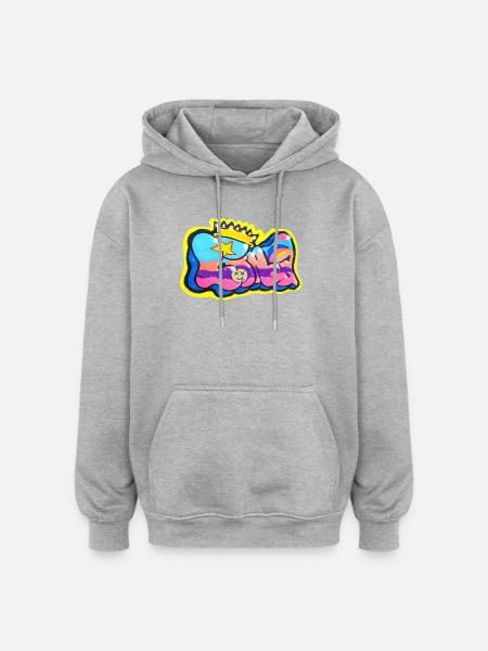 LINA GRAFFITI NAME FOR KID - Sweat à capuche oversize unisexe - gris chiné