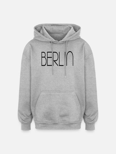 Berlin_schrift - Oversized Unisex Hoodie - Grau meliert