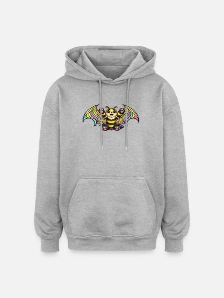 Rainbow bat with wings - Oversized Unisex Hoodie - heather grey