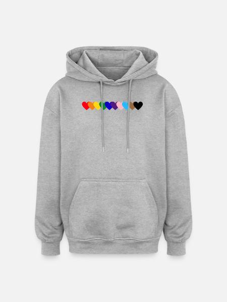 Regenbogen_Herzen_Pride - Oversized Unisex Hoodie - Grau meliert