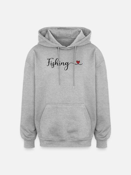 Pêche - Sweat à capuche oversize unisexe - gris chiné