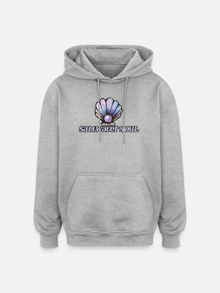 SeaWater Soul Seashell Art - Oversized Unisex Hoodie - heather grey