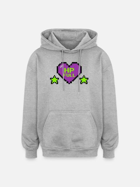 HP Full Pixel Heart Logo - Oversized Unisex Hoodie - heather grey