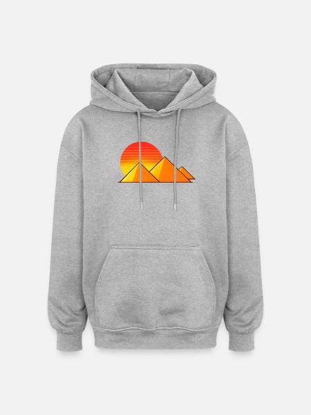 Sonnenuntergang über Pyramiden - Oversized Unisex Hoodie - Grau meliert