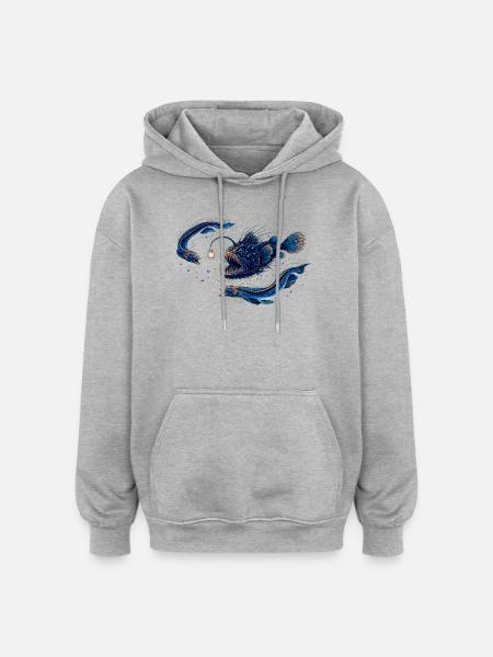 Kosmos-Blauer Sternenfisch - Oversized Unisex Hoodie - Grau meliert