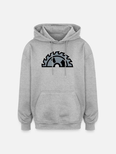 Circular Saw Blade Half Logo - Oversized Unisex Hoodie - heather grey