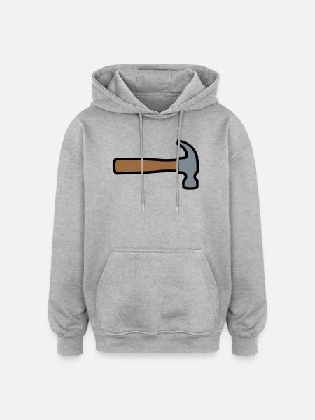 Carpenter's Hammer Tool Icon - Oversized Unisex Hoodie - heather grey