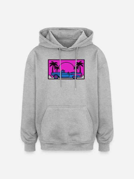 Retro 80s Car Logo - Oversized Unisex Hoodie - heather grey