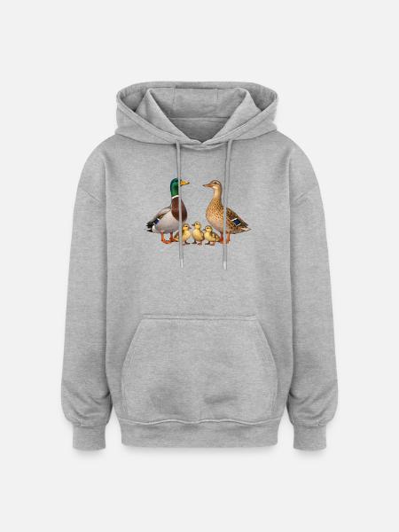 Stockenten - Oversized Unisex Hoodie - Grau meliert