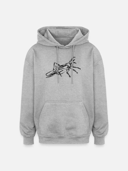 Black Grasshopper – Instecte Illustration - Oversized Unisex Hoodie - heather grey