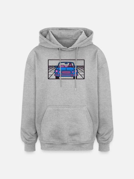 Retro Car Miami Logo - Oversized Unisex Hoodie - heather grey