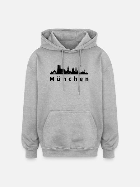 Skyline München - Oversized Unisex Hoodie - Grau meliert