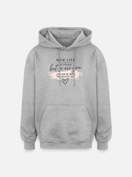 Amazing Job Pink Quote - Oversized Unisex Hoodie - heather grey
