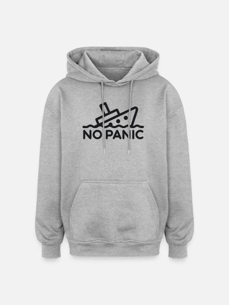 Pas de panique - Sweat à capuche oversize unisexe - gris chiné
