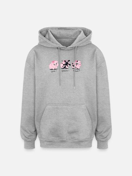 Les 3 petits cochons – Splatch ! - Sweat à capuche oversize unisexe - gris chiné