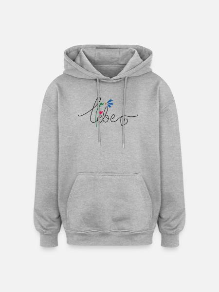 Flower Heart - Oversized Unisex Hoodie - heather grey
