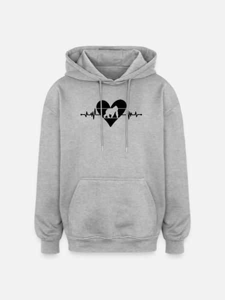 Cœur Battement de Singe - Sweat à capuche oversize unisexe - gris chiné