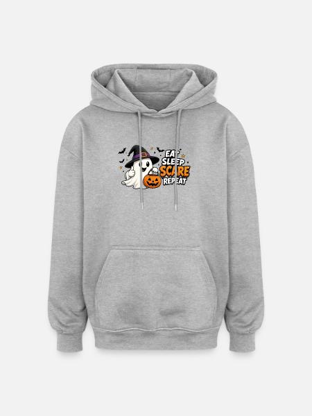 Halloween eat, sleep, scare, repeat - Oversized Unisex Hoodie - heather grey