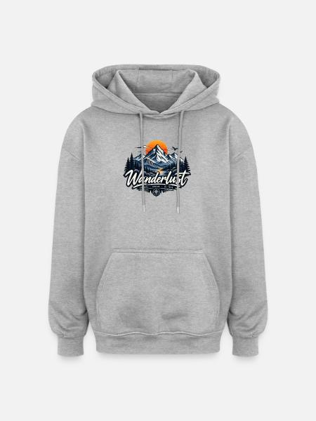 Wanderlust - Oversized Unisex Hoodie - Grau meliert
