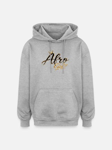 Afro-Mädchen-Goldkrone - Oversized Unisex Hoodie - Grau meliert