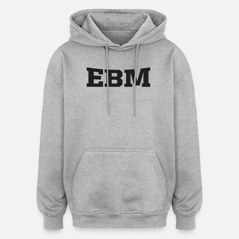 ebm - Sweat à capuche oversize unisexe - gris chiné
