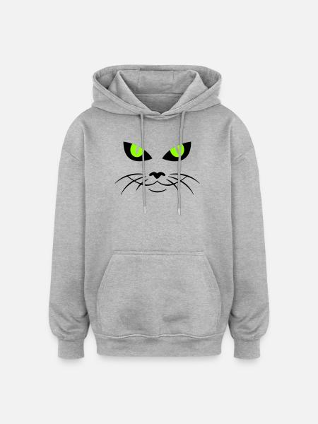 cat face - katzengesicht - Oversized Unisex Hoodie - Grau meliert