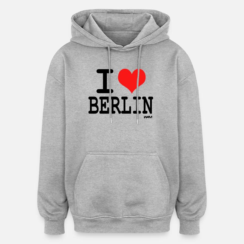 j'aime berlin by wam - Sweat à capuche oversize unisexe - gris chiné