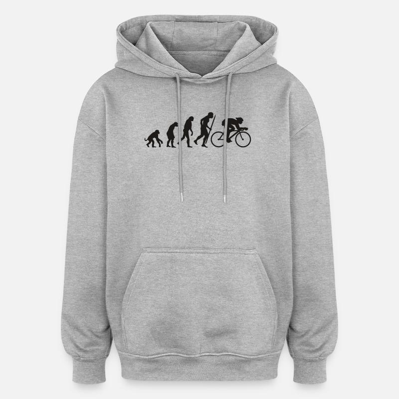 Evolution du cyclisme - Sweat à capuche oversize unisexe - gris chiné
