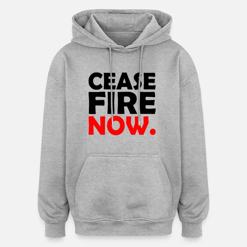 Ceasefire now - Sweat à capuche oversize unisexe - gris chiné