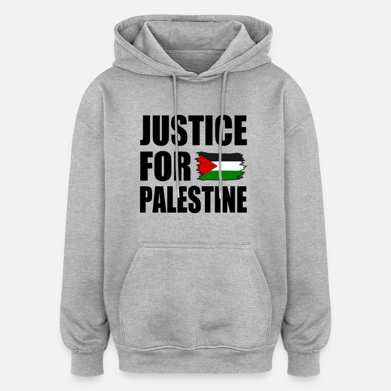 Justice for palestine - Sweat à capuche oversize unisexe - gris chiné