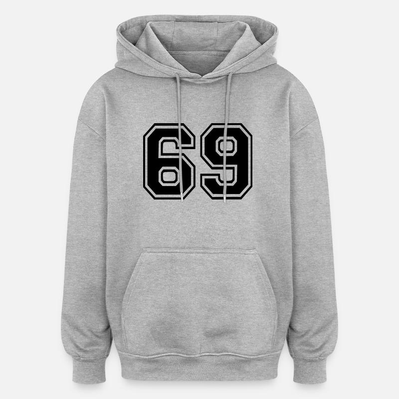 69 - Sweat à capuche oversize unisexe - gris chiné