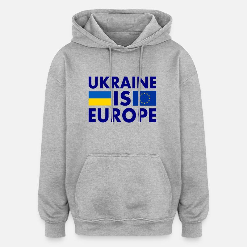 Ukraine - Sweat à capuche oversize unisexe - gris chiné