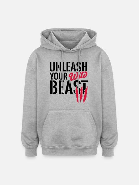 Unleash your beast - Oversized Unisex Hoodie - heather grey